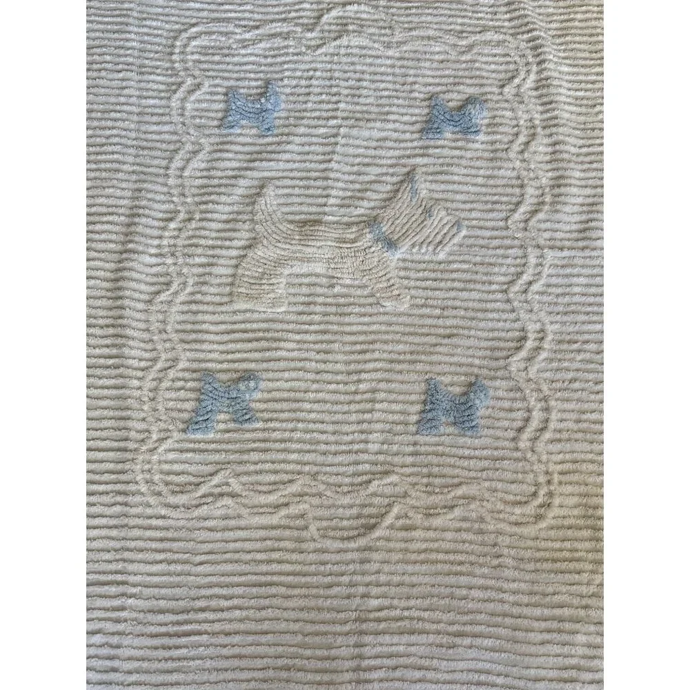 Chenille Bedspread with Scottie Dogs & Blue Bows 45